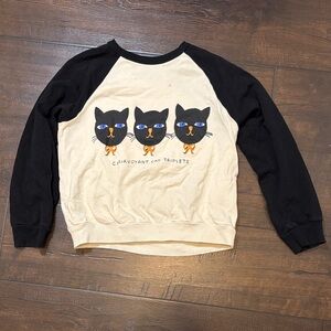 Mini Rodini Black and Cream Clairvoyant Cat Triplets Sweatshirt